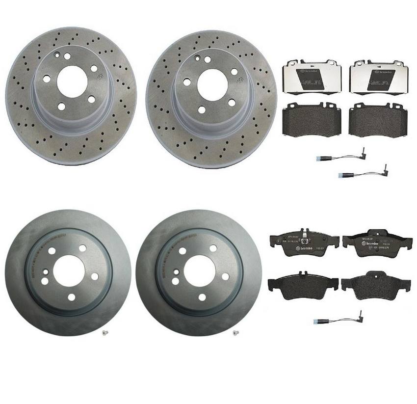 Mercedes Brakes Kit - Pads & Rotors Front and Rear (312mm/300mm) (Low-Met) 220423011264 - Brembo 1635210KIT